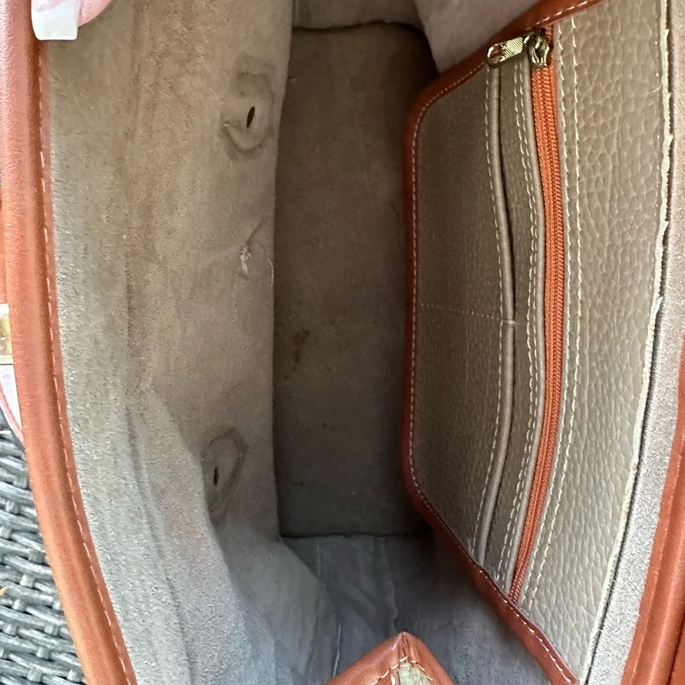 Authentic Dooney & Bourke Cream and Brown Satchel